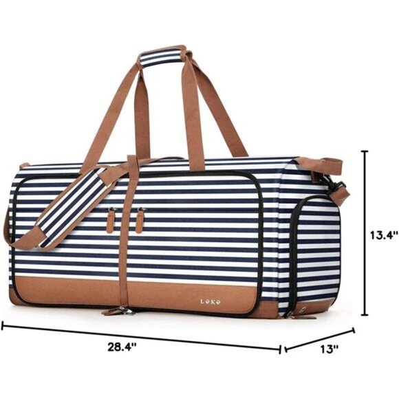 Large Travel Duffle Bag Women Foldable Carry On Weekender Overnight Gym Tote - Picture 3 of 7